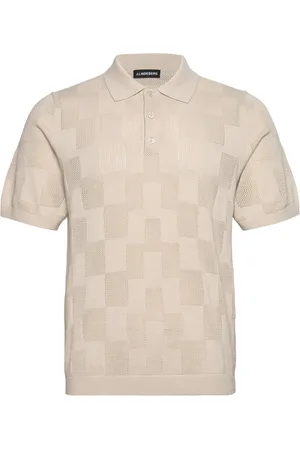 J Lindeberg Reymond Stacked Bridge Polo Tops Knitwear Short Sleeve Knitted Polos Cream