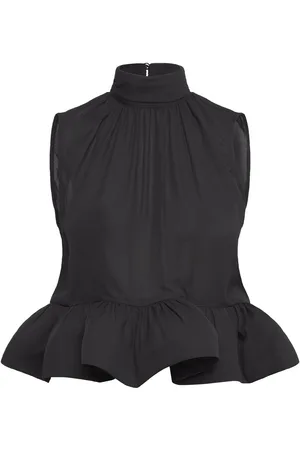 By Malina Lune Halterneck Frilled Hem Blouse Designers Blouses Sleeveless Black