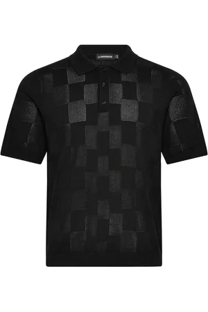 J Lindeberg Reymond Stacked Bridge Polo Tops Knitwear Short Sleeve Knitted Polos Black