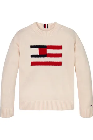 Tommy Hilfiger Flag Sweater Tops Knitwear Pullovers Cream