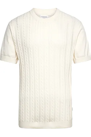 Lindbergh Knitted S/S O-Neck Tee Tops T-shirts Short-sleeved Cream