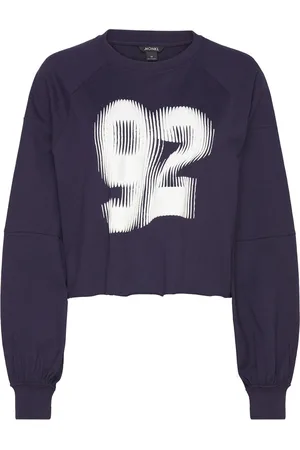 Monki Cropped Long-Sleeved T-Shirt Tops T-shirts & Tops Long-sleeved Navy
