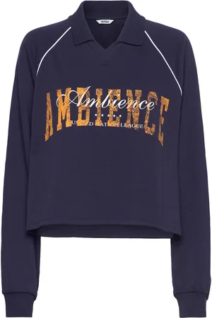 Monki Sporty Boxy Terry Sweatshirt Tops Sweat-shirts & Hoodies Sweat-shirts Navy