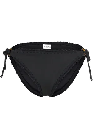 By Malina Roselyn Crochet Trimmed Bikini Bottom Designers Bikinis Bikini Bottoms Side-tie Bikinis Black