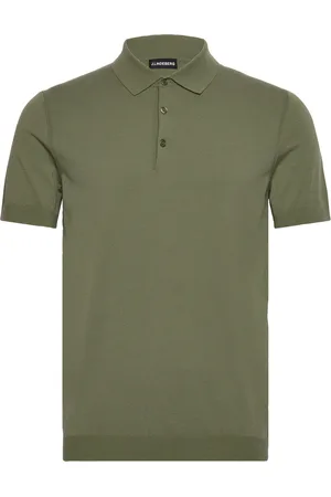 J Lindeberg Ridge Knitted Polo Designers Knitwear Short Sleeve Knitted Polos Khaki Green