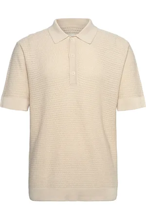 WoodWood Wwupton Tops Knitwear Short Sleeve Knitted Polos Cream