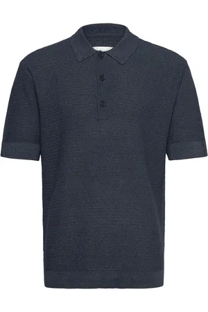 WoodWood Wwupton Tops Knitwear Short Sleeve Knitted Polos Navy