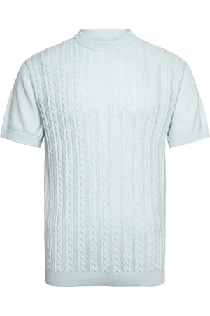 Lindbergh Knitted S/S O-Neck Tee Tops T-shirts Short-sleeved Blue