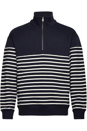 Tommy Hilfiger Placed Stripe 1/4 Zip Tops Sweat-shirts & Hoodies Sweat-shirts Navy