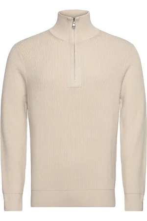 J Lindeberg Alex Half Zip Knitted Sweater Designers Knitwear Half Zip Jumpers Cream