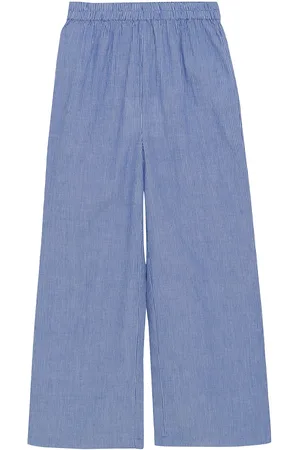 Creamie Pants Woven Stripe Bottoms Trousers Blue
