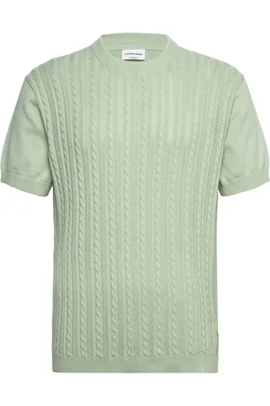 Lindbergh Knitted S/S O-Neck Tee Tops T-shirts Short-sleeved Green