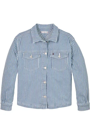 Tommy Hilfiger Denim Overshirt Stripe Tops Overshirts Blue
