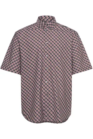 WoodWood Wwaaron Ss Shirt Check Designers Shirts Short-sleeved Shirts Burgundy