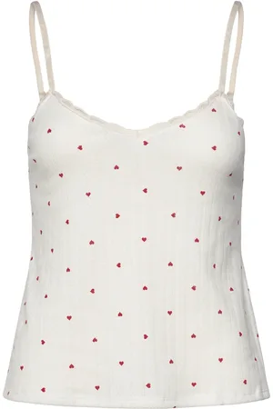 Hunkemöller Cami Pointelle Lace Hearts Toppi White