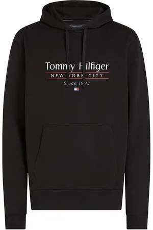 Tommy Hilfiger Hilfiger Center Stack Hoody Tops Sweat-shirts & Hoodies Hoodies Black