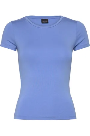 Gina Tricot Soft Touch Short Sleeve Top Tops T-shirts & Tops Short-sleeved Blue