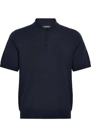 J Lindeberg Reymond Solid Stripe Polo Tops Knitwear Short Sleeve Knitted Polos Navy