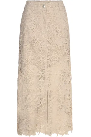 Copenhagen Muse Cmlacey-Skirt Is A Feminine Skirt In A Premium Lace Material With A Short Unders Skirts Knee-length & Midi Skirts Beige