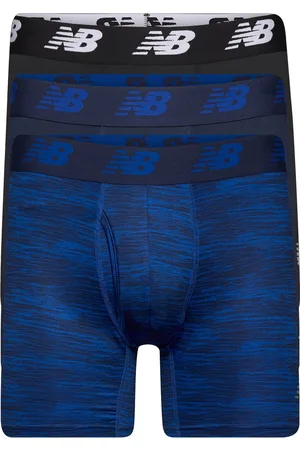 New Balance Mens Premium 6" Boxer Brief With Fly 3 Pack Sport Boxers Blue