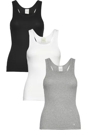 Calvin Klein Scoop Neck Cotton Tank 3Pk Toppi Black