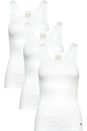 Calvin Klein Scoop Neck Cotton Tank 3Pk Toppi White