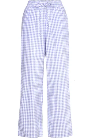 Hunkemöller Pant Seersucker Check Pyjamahousut Olohousut Blue