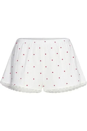 Hunkemöller Short Pointelle Lace Hearts Shortsit White