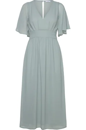 BUBBLEROOM Butterfly Sleeve Midi Dress Polvipituinen Mekko Blue