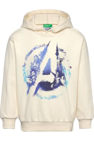 Benetton Sweater W/Hood Tops Sweat-shirts & Hoodies Hoodies Cream