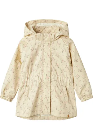 Lil Atelier Nmfgerda Long Jacket Aop Fo Lil Outerwear Jackets & Coats Windbreaker Cream