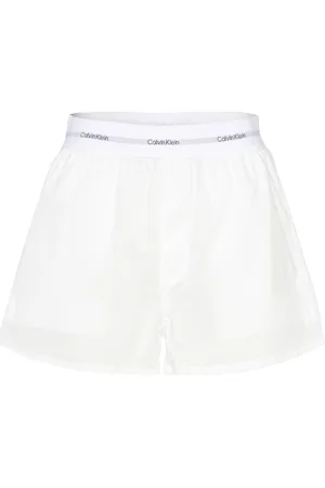 Calvin Klein Logo Wb Poplin Short Bottoms Shorts Paper Bag Shorts White