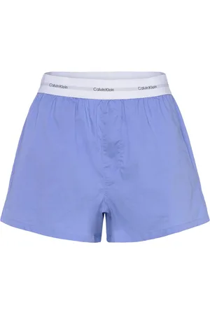 Calvin Klein Logo Wb Poplin Short Bottoms Shorts Paper Bag Shorts Blue