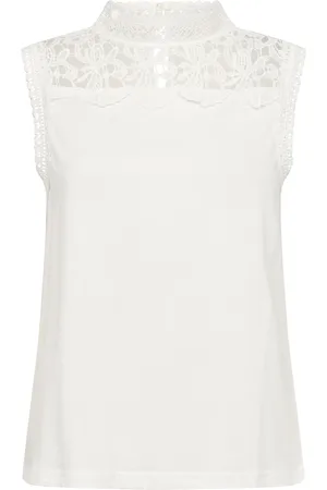 Cream Crlivy Sleeveless T-Shirt Tops T-shirts & Tops Sleeveless White