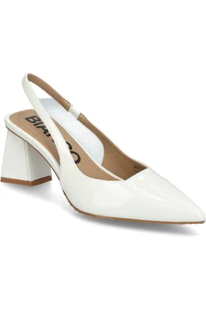 Bianco Biamaralyn Slingback Patent Shoes Heels Pumps Sling Backs White