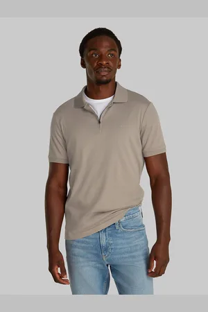 Calvin Klein Liquid Touch Welt Zip Polo Tops Polos Short-sleeved Grey