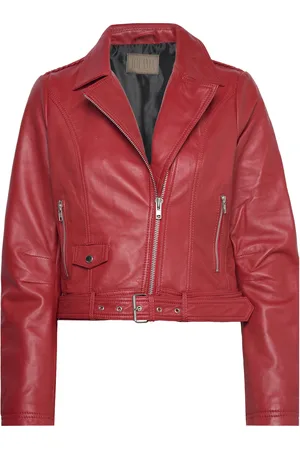 Jofama Helen Leather Biker Jacket Nahkatakki Red