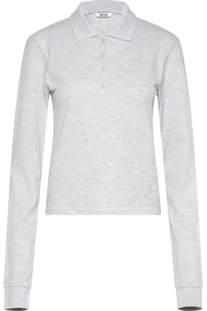 Monki Long-Sleeved Polo Top Tops T-shirts & Tops Polos Grey