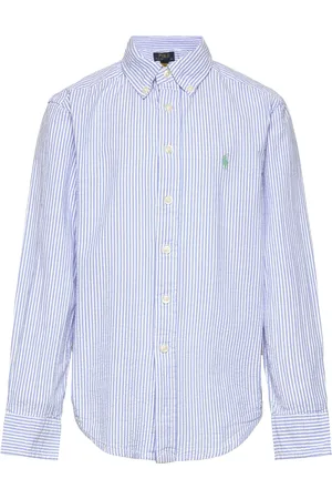 Ralph Lauren Striped Cotton Seersucker Shirt Tops Shirts Long-sleeved Shirts Blue