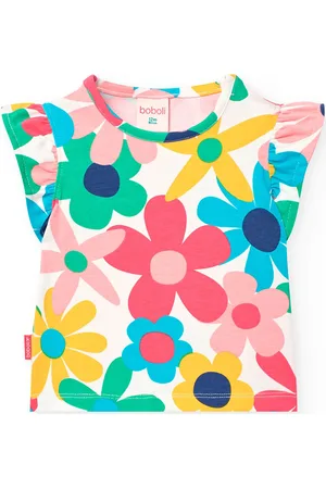 Boboli Knit T-Shirt Floral Tops T-shirts Sleeveless Multi/patterned