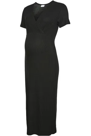 Mama;licious Mltrinity Tess Ss Jrs Midi Dress 2F Noos Polvipituinen Mekko Black