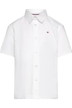 Tommy Hilfiger Stretch Oxford Shirt Ss Tops Shirts Short-sleeved Shirts White