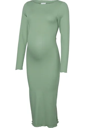 Mama;licious Mlfreya Ls Jrs Midi Dress Polvipituinen Mekko Green