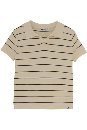 Daily7 Knitted Polo Tops T-shirts Polo Shirts Short-sleeved Polo Shirts Beige
