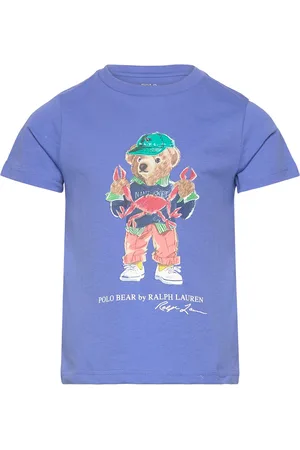 Ralph Lauren Polo Bear Cotton Jersey Tee Tops T-shirts Short-sleeved Blue