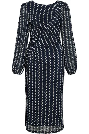 VILA Viellen O-Neck L/S Midi Dress/Dc Polvipituinen Mekko Navy