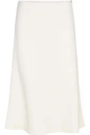 BUSNEL Karolina Solid Skirt Designers Knee-length & Midi Skirts White