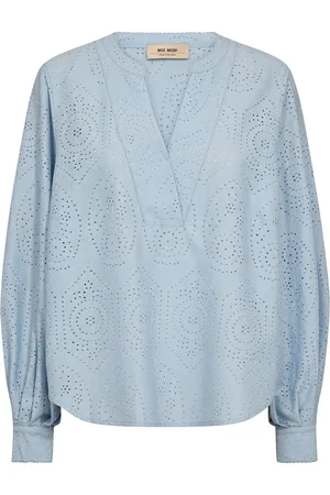 Mos Mosh Mmyen Sina Lace Blouse Tops Blouses Long-sleeved Blue