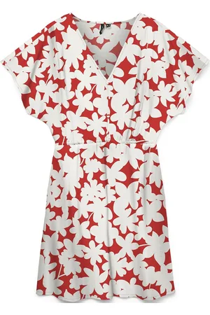 VERO MODA Vmdicthe S/L V-Neck Short Dress Wvn Ga Lyhyt Mekko Red