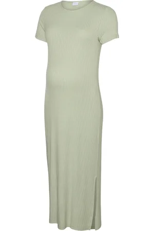 Mama;licious Mltrinity Tess Ss Jrs Midi Dress 2F Noos Polvipituinen Mekko Green
